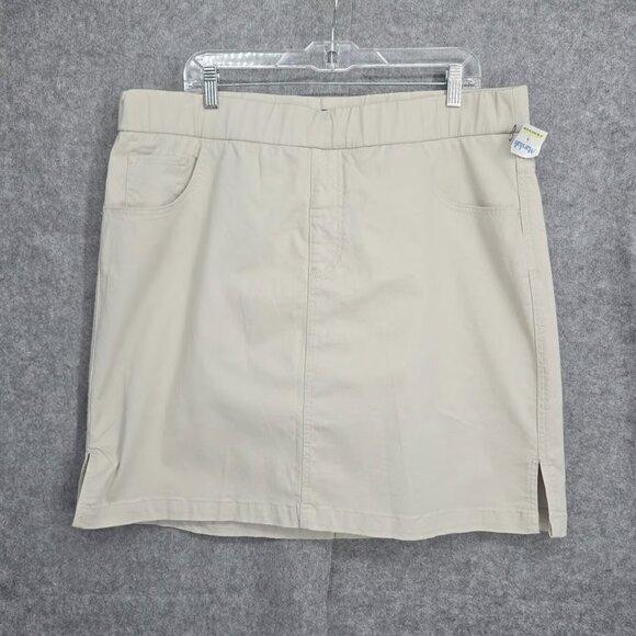 JAG Jeans Skort Women's Size 16W Sand Khaki On The Go Mid Rise Stretch Short NWT - Picture 1 of 2